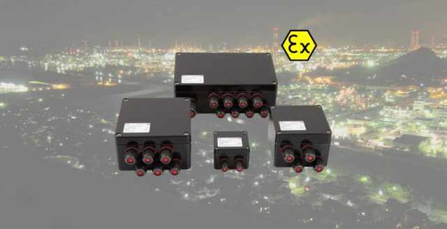 Zdjęcie pokazuje przegląd różnych rozmiarów skrzynki zaciskowe GRP Ex PExcom z ATEX od ROSE Systemtechnik - EX-CON Polska